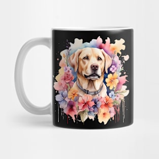 A labrador retriever decorated with beautiful watercolor flowers Mug